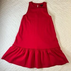 Banana Republic Women’s Red Dress Size 0 Sleeveless Ruffle Hem w/ Pockets (G31)